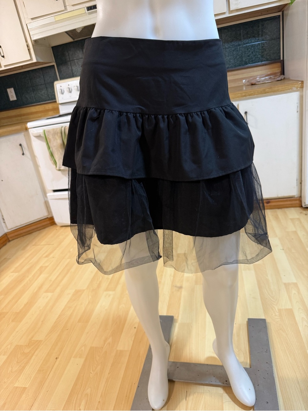 Romwe Black Tiered Tulle Mini Skirt